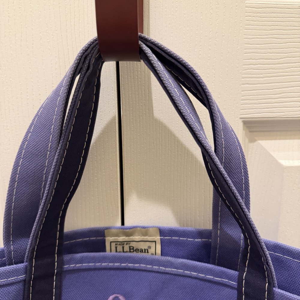 Vintage LL Bean Boat And Tote Purple Canvas SAM Embroidered School Travel 17x12 - Picture 7 of 13